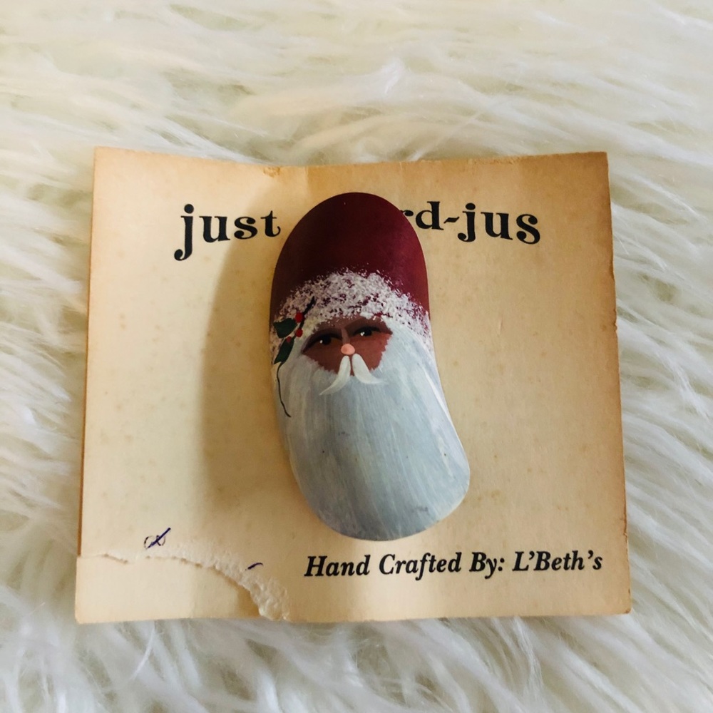 Hand Painted Santa Claus Christmas Pin NWT